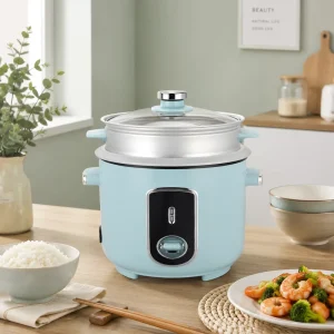 Cylinder Model 1.8L/700W Rice Cooker With Cook & Warm Sytstem Stainless Steel Lid and Glass Lid