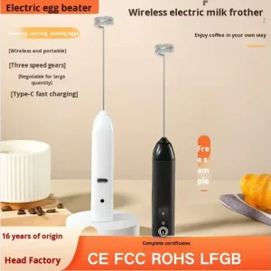 D01 Custom Logo Mini Cafe Coffee Stainless Steel Electric Battery USB Handheld Portable Automatic Heating Milk Household Hotel