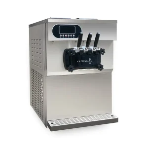 Design 220V/50Hz 35L/H 28L/H 3 Flavor Stainless Steel Commercial Soft Serve Ice Cream Maker Machine With Wheels