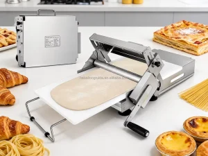 Desktop Manual Dough Roller Adjustable Thickness Foldable Dough Sheeter Machine Suitable for Pizza Croissants and Fondant