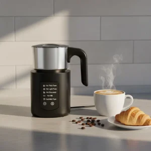 Detachable Stainless Steel Milk Frother 500W with Multiple Froth Density Options for Household Use