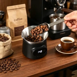 Digital Coffee Scale with Cup Custom Logo Rechargeable Barista Coffee Brewing Tool