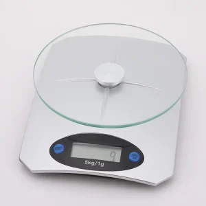 Digital Kitchen Scale 5kg 1g Capacity Tempered Glass Platform LCD Display Tare Function Battery for Household Food Weighing