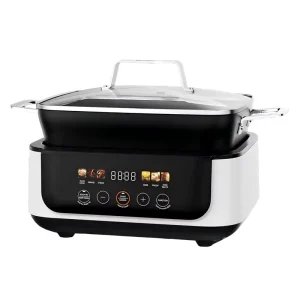 Digital Slow Cooker 7 Quart Programmable Multi Cooker Ceramic Coating Warm Sear Saute Steamer Function for Family Gatherings