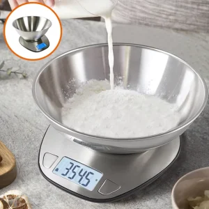 Digital Stainless Steel Food Scale Baking Kitchen Measuring Portable Non Slip Platform High Precision Electronic Cooking Scale