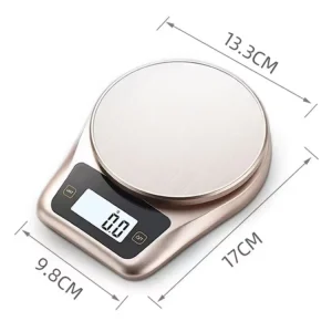 Digital Stainless Steel Round Kitchen Scale with Lid 0.1g Precision 5KG Capacity Battery Powered