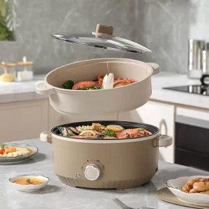 Direct Factory Supply 3L for 1-3 People Household Use Electric Hot Pot Portable Non-Stick Frying Pan and Rice Cooker Steamer