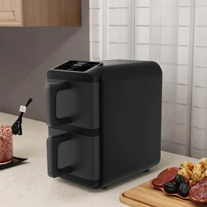 Double Boiler (5L+5L) 10L Touch Screen Electric Stainless Steel Air Fryer Oven with Digital Control for Household Commercial Use