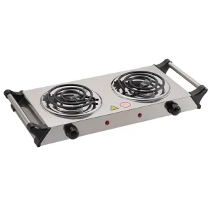 Double Burner Iron Electric Cooker Hot Plate with Adjustable Temperature Control for Household Use