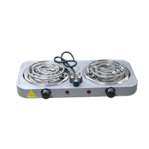 Double Cooktop Portable Dual Countertop Electric Hot Plate with Stainless Steel Coil Heating 2 Burners for Cooking