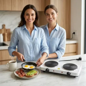 Double Electric Hot Plate 1000W+1000W Metal Body Dual Burner Portable Stove Household Use Energy Efficient Class a