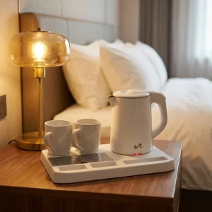 Double Electric Kettle Set Stainless Steel Cordless Customizable Smart Tea Stationstand for Hotels