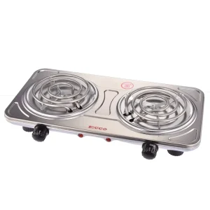 Double Hot Plate Stainless Steel Electric Cooker Portable Cook Stove Power Switching Coil