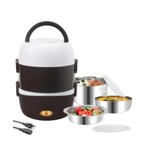 Double Layer Electric Heating Cooking Food Stainless Steel Electric Lunch Box