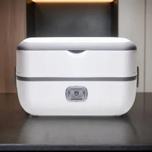 Double Layer Electric Lunch Box 3 in 1 Self Heating Lunch Box Portable Food Warmer for Car Office 12V 24V 110V Stainless Steel
