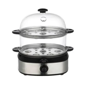 Double Layer Timing Steamer Egg Boiler Cooker 14 Egg Capacity Stainless Steel Electric Egg Cooker for Home Use