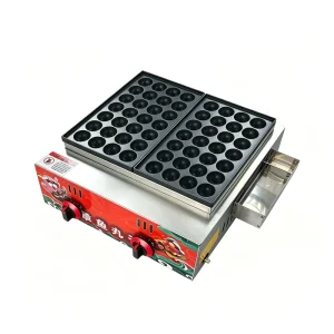 Double Plate Gas Takoyaki Maker Commercial Octopus Ball Machine with Removable Crumb Tray for Street Food Business