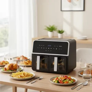 Double Pot 9Lnew Air Fryer Multi Functional Stainless Steel Oven Cooking Black Color Electric Oven home Kitchen Appliances