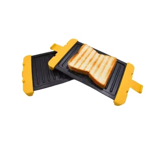 Double Sided Long Grill Pan Skillet for Toasting Baking Bread Non Stick Microwave Dish Pan Handheld Baking Pans