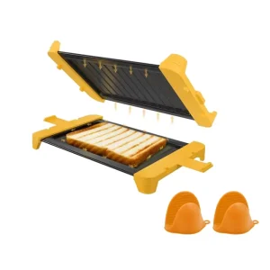 Double Sided Long Grill Pan Skillet for Toasting Baking Bread Non Stick Microwave Dish Pan Handheld Baking Pans