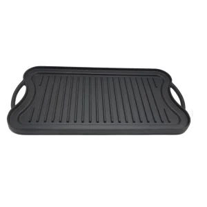 Double Sided Rectangular Cast Iron Cooking Plate for Stovetop BBQ Camping Heavy Duty Extra Large Reversible Grill Griddle