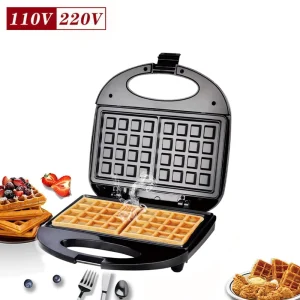 Double Square Waffle Maker Non Stick Grid Plates Fast Heating Household Electric Waffle Iron for Breakfast Snack Making