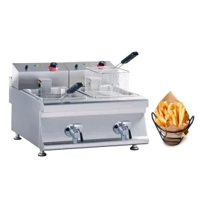 Double Tank Commercial Stainless Steel Electric Countertop Large Restaurant Equipment Deep Fryers Machine