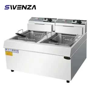Double Tank Electric Deep Fryer with Two Baskets High Capacity Stainless Steel Fryer for Commercial & Home Use
