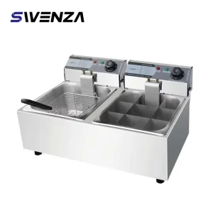 Double Tank Electric Deep Fryer with Two Baskets Tabletop Stainless Steel Fryer for Home Small Restaurants
