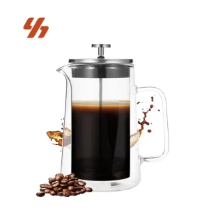 Double Wall French Press 1000ml High Borosilicate Glass Heat Resistant with Graduated Scale for Home Commercial Use