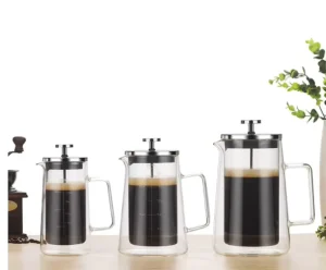 Double Wall French Press Coffee Maker High Borosilicate Glass Heat Resistant with Graduated Scale