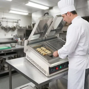 Double-head Electric Gyoza Fry Pan Machine Fried Dumpling Machine Fryer for Pan-fried Buns Fried Noodles Eggs Rice Grilling Pan