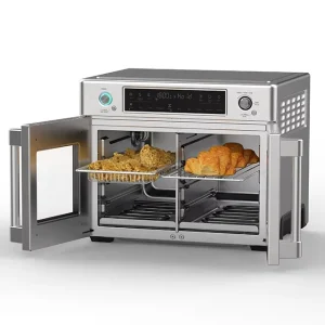 Dual 30L Electric French Door Stainless Steel Air Fryer Oven Multi Function Digital Control with Convection