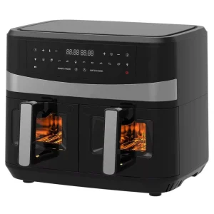 Dual Basket Air Fryer Two Pot Visual Drawer Oil Free Smokeless Non Stick Visible Window Electric Air Fryer with Dual Zone
