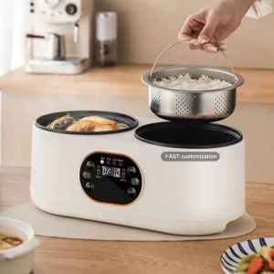Dual Cooker 1.8L+1.8L Intelligent Rice Cooker Mini Small Household Automatic Multi-Functional Rice Cooker for Small Spaces