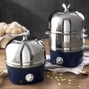 Dual Layer Stainless Steel Egg Boiler Small Automatic Power Off Breakfast Machine Multifunctional Household Dormitory Egg Cooker