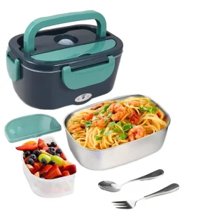 Dual Purpose Multifunctional Family Car Two In One Stainless Steel Plug In Waterless Heating Electric Lunch Box