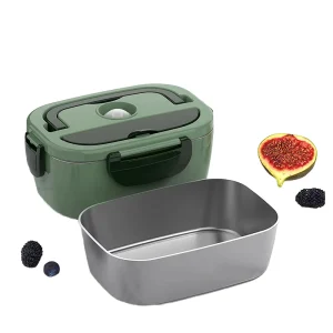 Dual-Tier Electric Lunch Box with BPA-Free 304 Stainless Steel Compartments Heatable Preservation Features for Work Car Use