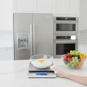 Dual-Tray Digital Kitchen Scale Fast-Response Precision Sensor Stainless Steel Surface for Baking Meal Prep