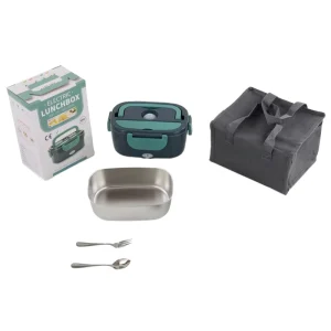 Dual Use Stainless Steel Electric Heating Portable Bento Container Insulated PP Lid Plug In Feature for Home Car Lunch Box