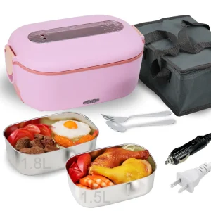 Dual Voltage Food Warmer Lunch Box 110V 220V 12V Home and Car Use Stainless Steel Electric Lunch Box