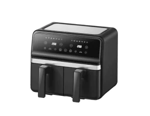 Dual Zone Digital Control Touch Screen Stainless Steel Double Pot Electric Air Fryer for Family Gatherings