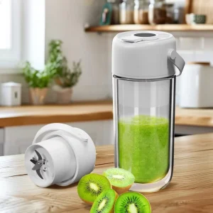 Durable Portable Juicer with 12 Steel Blades 18000 RPM Motor Double Layer Borosilicate Glass BPA free Type C Charging