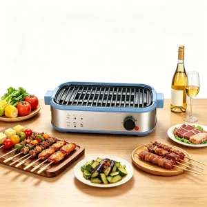 EU-Certified Household Electric Contact Grill Temperature Controlled Smokeless Non-Stick Easily Cleaning Family BBQ Griddle Die