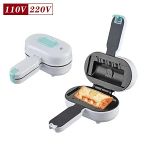 EU US Rules Small Breakfast Machine Household Mini Hot Sandwich Bake Bread Waffle Non-Stick Reversible Grill Griddle Plastic 3C