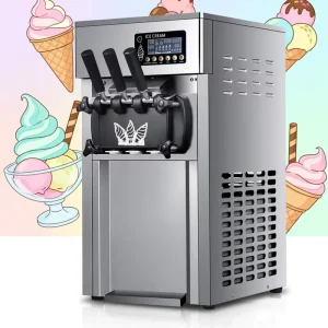 Easy Clean and Operate Commercial Three Head Ice Cream Machine Adjustable Hardness Ice Cream Machine