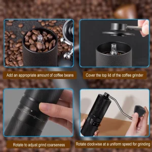 Easy Operation Manual Coffee Grinder Step by Step Guide Hand Crank Coffee Mill Adjustable Conical Burr Grinder for Home Use