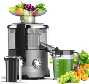 Easy to Clean 76mm Wide Feeding Chute Juicer Extractor 3 Speeds Centrifugal Juicers for Whole Fruit and Vegetable