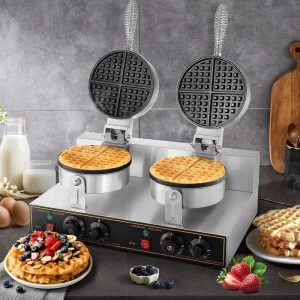Easy to operate Rotating Double Heads Waffle Maker Stainless Steel Egg Snack Machine