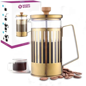 Eco Friendly Electroplate Gold French Press Coffee Maker 350ml Disposable French Press Tea and Coffee Plunger